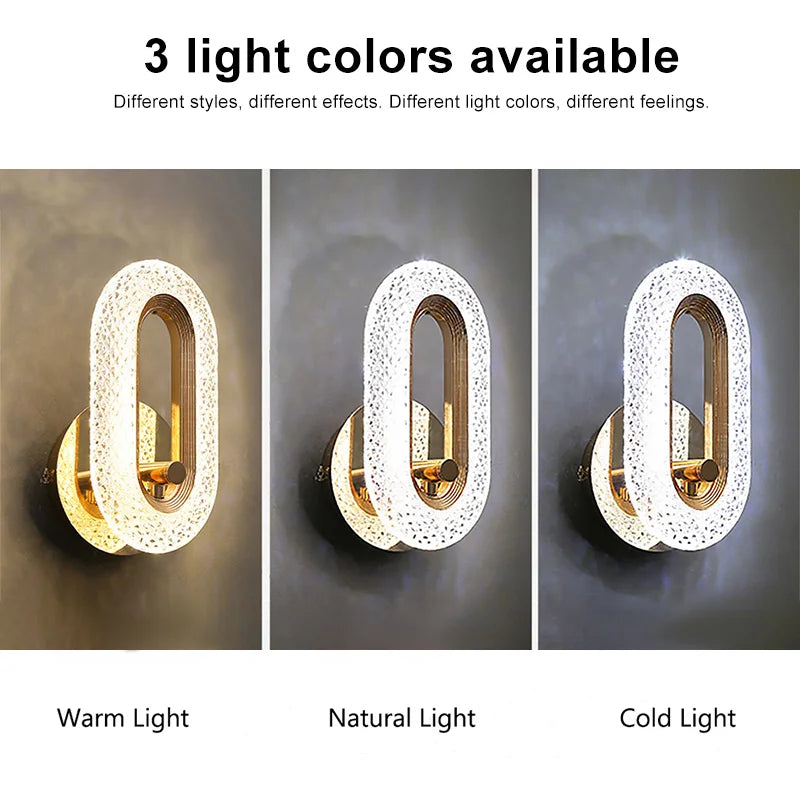 Modern Crystal LED Wall Sconce Lighting Fixture LED Lamp Home Decor for Kitchen  Bedroom