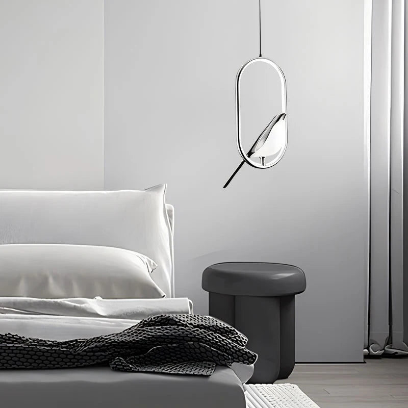 Magpie Bird LED Cord Pendant Lamp – Modern Chandelier for Bedroom and Living Spaces