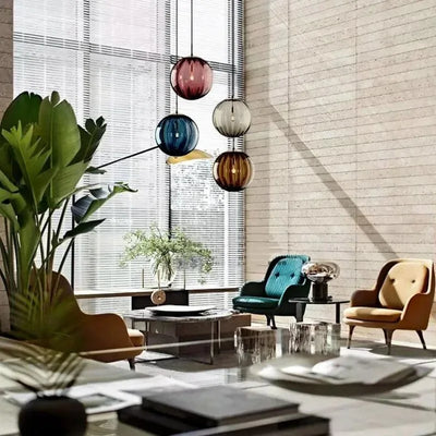 Modern Water Pattern Ball Pendant Light Creative Glass Chandelier - Single Head for Bedside, Bedroom Lamp