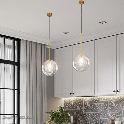 Nordic Clear Glass Pendant Lights: Globe Chrome Glass Ball Pendant Lamp for Dining Room Kitchen Hanging Lamp Home Decor