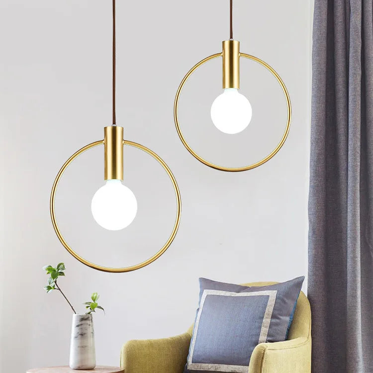 Modern Glass Ball Pendant Light: Gold Ring Fixture for Bedroom, Living Room, Shop, Restaurant