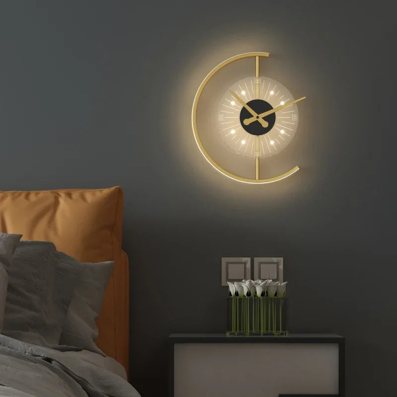 Modern LED Clock Wall Lamps - Contemporary Illumination with Timekeeping Functionality