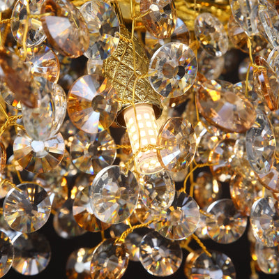 Long Crystal Chandelier - Dining Room Gold Restaurant Island Hanging Light Fixture, Silver Nordic LED Chandelier Large