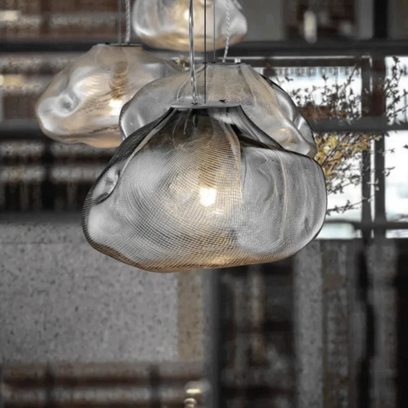 Modern Smoky Grey Glass Cloud Pendant Light: Dreamy & Airy Ambiance for Homes & Restaurants (LED, Adjustable Cord)