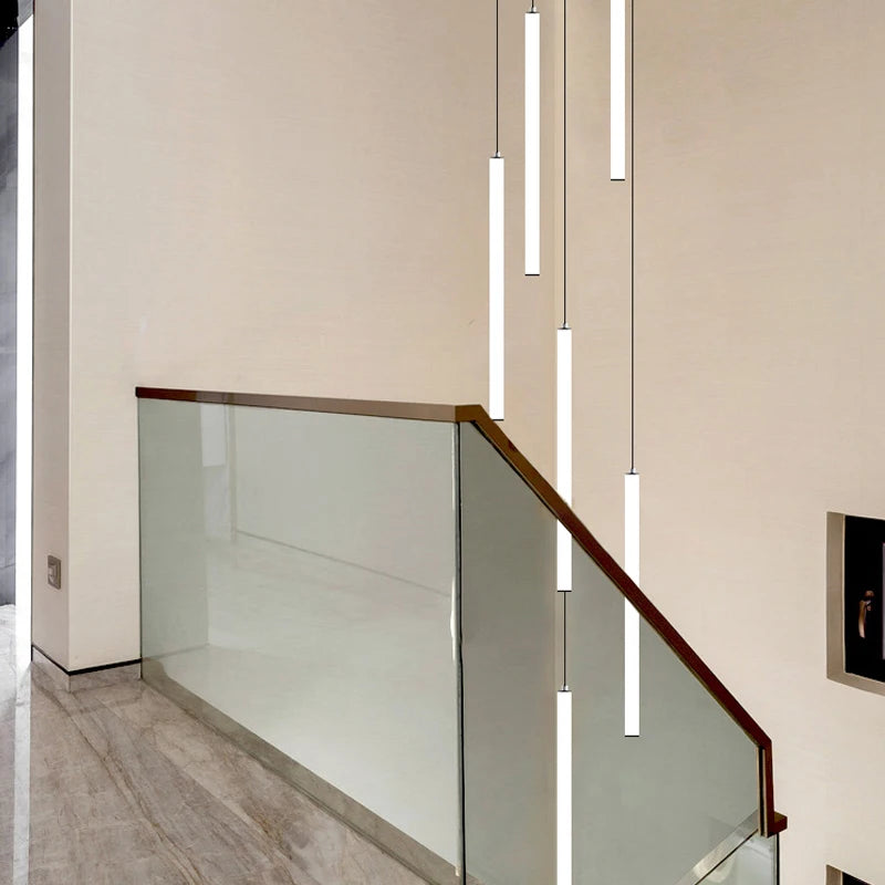 Modern Minimalist Stair Chandelier Strip Lamp for Duplex Buildings, Luxury Villas, Restaurants, Attic Living Rooms