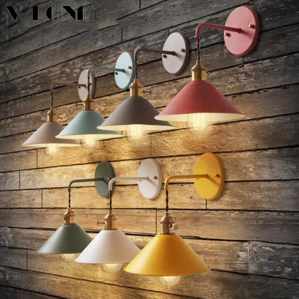 Retro Wall Lamp - Vintage Colorful Wall Light with Switch for Living Room, Study, Bedroom