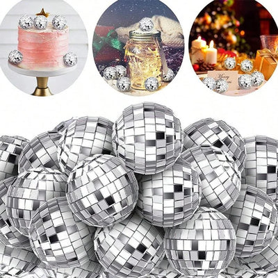 10pcs Mini Mirror Disco Ball Reflective Silver Glass Ornaments for Christmas, Wedding, Birthday, and Party Decoration
