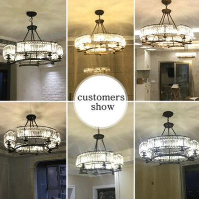 NORMICHY Crystal Round Ceiling Pendant Light Fixture