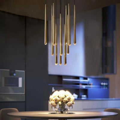 Designer Luxury Postmodern LED Black Long Pendant Lights Crystal Chandeliers