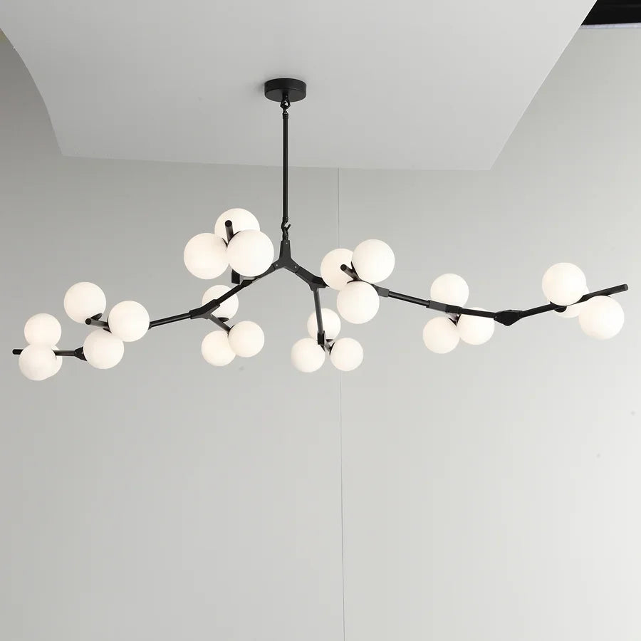 Glass Balls LED Chandelier with Tree Branches Design for Indoor Living Room, Dining Room Lighting