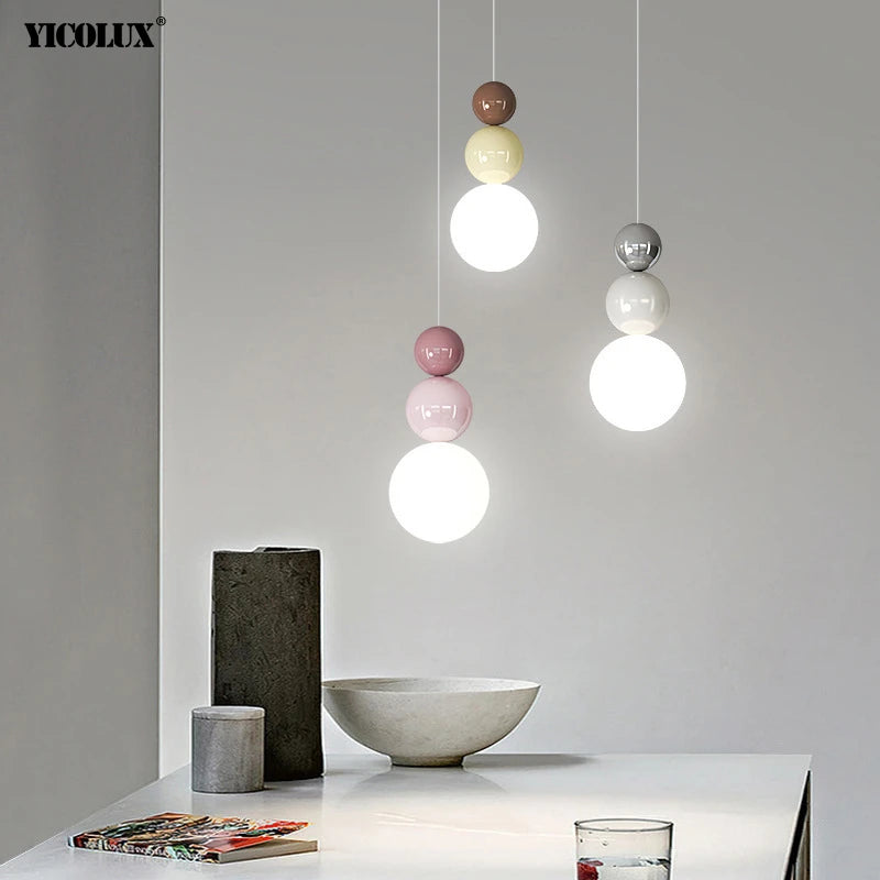 Modern Macaroon LED Pendant Light - Stylish Hanging Lamps for Bedroom, Living Room, Hotel Room, and Parlor Decor