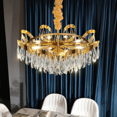 Modern LED Sunflower Crystal Ceiling Chandelier Pendant Lamp, Creating an Atmosphere in Living and Dining Rooms