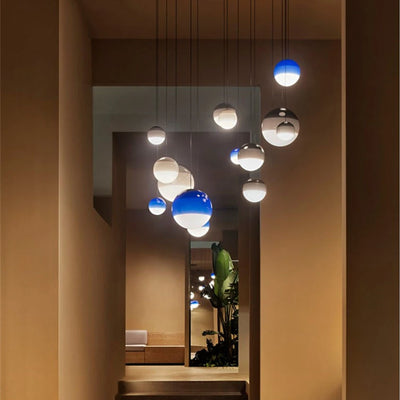 Designer Dipping Pendant Light Nordic Colorful Glass Ball LED Hanging Lamp Bedroom Hotel Art Creative Balloon Suspension