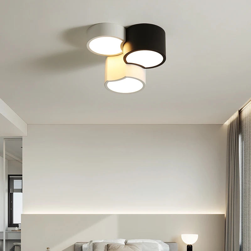 LED Nordic Ceiling Lamp White Black Modern Ceiling Lights For Study Bedroom Bedside Living Room Indoor Home Decoration Fixture
