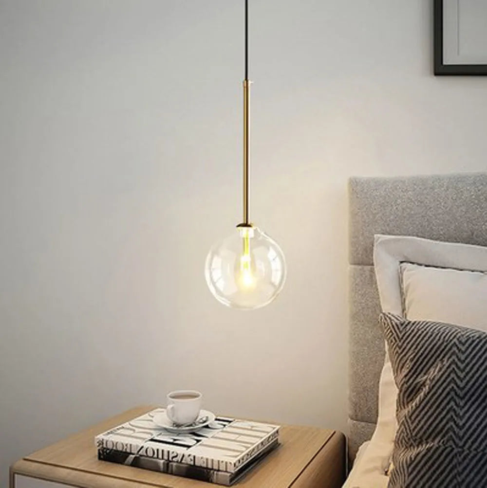 Modern Nordic Pendant Lamp: Minimalist Clear Glass Lights for Loft Living, Dining, Bedroom