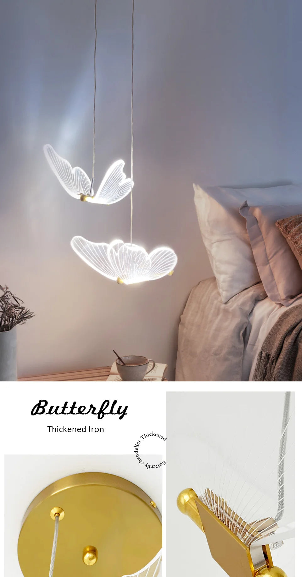 LED Butterfly Pendant Light – Modern Nordic Hanging Lamp Elegant Acrylic Chandelier for Living Room