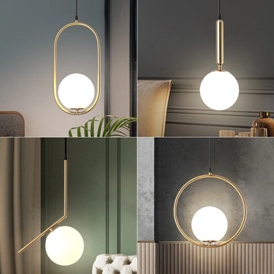 Nordic LED Ceiling Pendant Lamp: Glass Ball Chandelier for Restaurant, Kitchen, Dining Room, Bedroom, and Bedside Decor