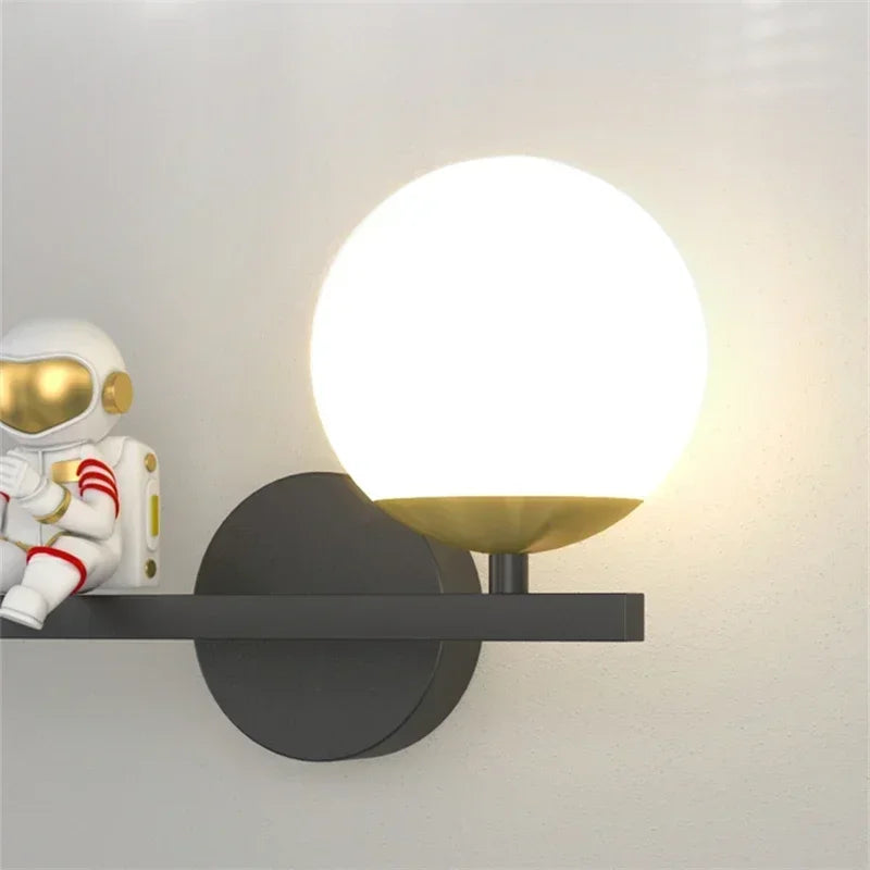 Modern Moon Astronaut Wall Sconce Lamp for Children's Room