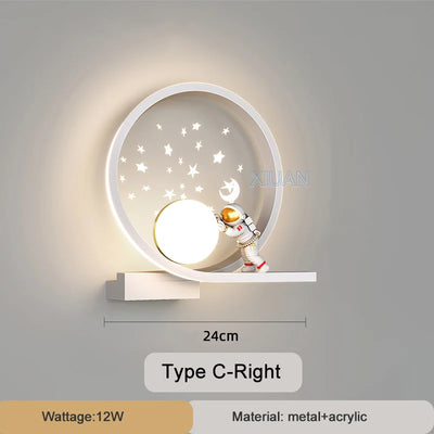 Modern Creative Children's Room Bedside Wall Lamp Astronaut Wall Mount Light for Bedroom, Study