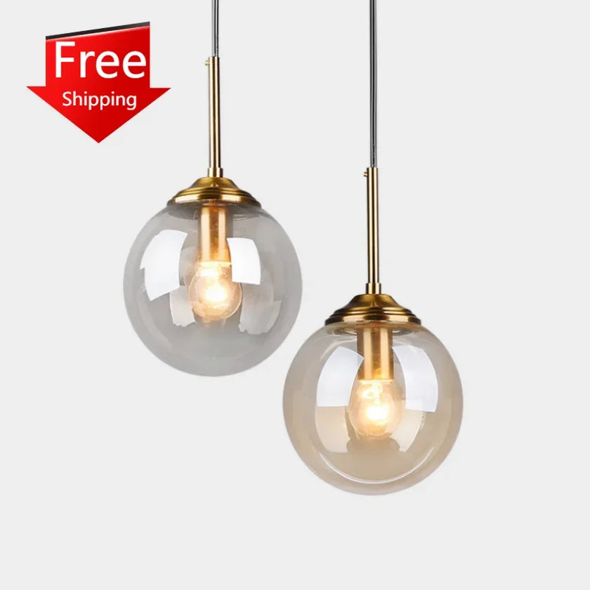 Modern Glass Pendant Lighting - Elegant Design for Bedroom, Kitchen, Restaurant - LED Bulbs, AC Power Source