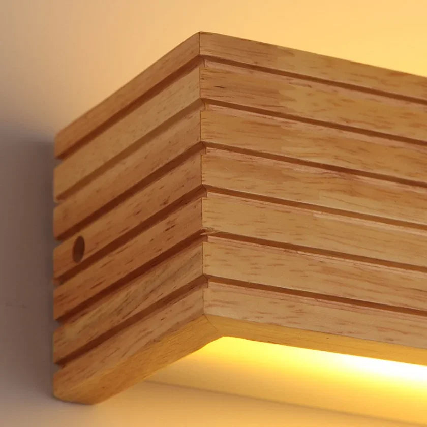 Contemporary Wooden LED Wall Sconce Lights for Bathroom and Hotel Background Decoration