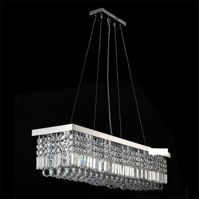 Modern Rectangular K9 Crystal Chandelier - High-End Five Rings Ceiling Lamp for Living Room