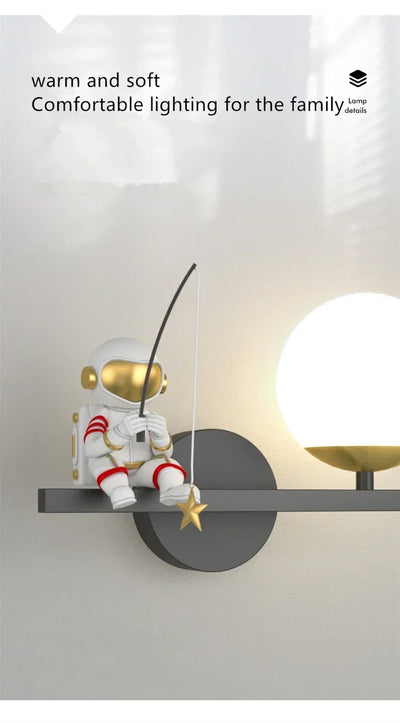 Modern Moon Astronaut Wall Sconce Lamp for Children's Room