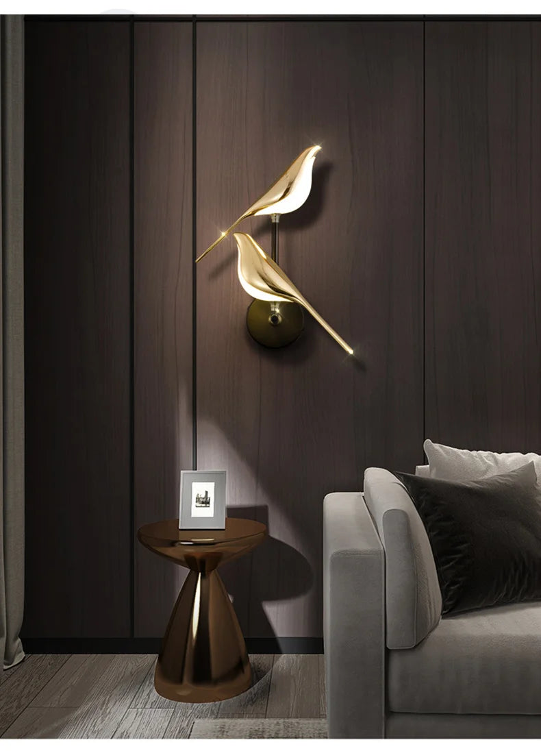 Nordic LED Golden Bird Wall Lamp – Stylish Indoor Sconce for Any Room