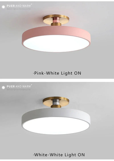 Circular Macaron LED Ceiling Light – Modern Dimmable Chandelier for Bedroom and Living Room