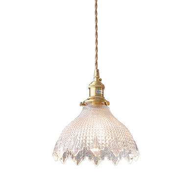 IWHD Clear Glass Copper LED Pendant Light for Bedroom, Dining, Living Room, Restaurant, Bar, Cafe