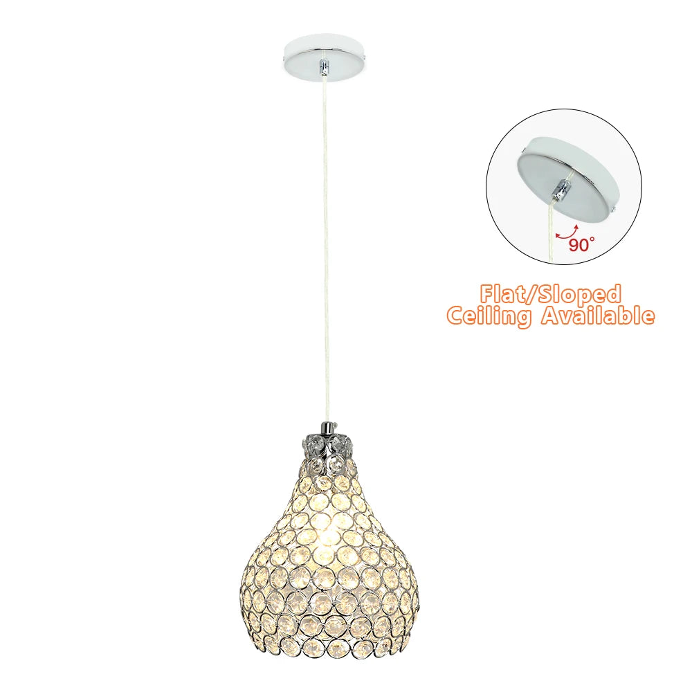 Crystal Ceiling Pendant Light - Modern Crystal Chandelier: Adjustable Pendant Light for Kitchen or Dining Room