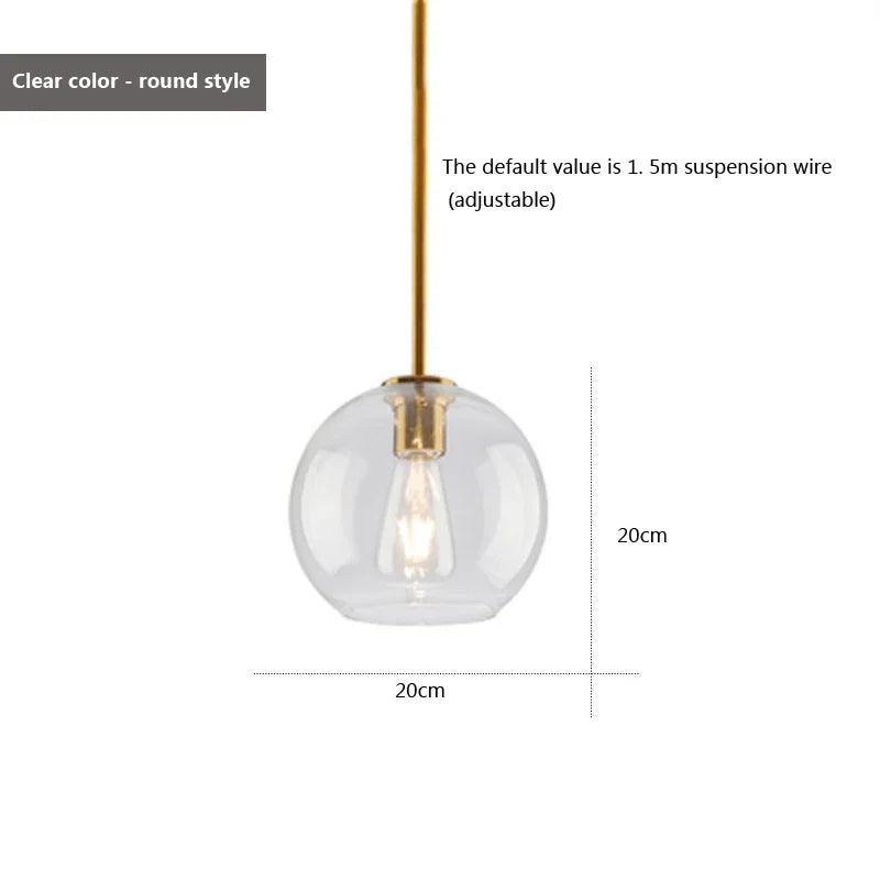 Nordic Amber Glass Pendant Lamp - Stylish LED Hanging Light Fixture for Dining Room, Kitchen, and More