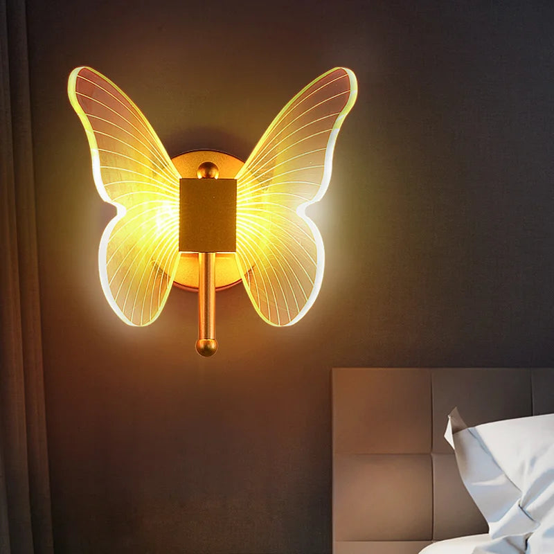 Nordic Luxury Transparent Butterfly LED Pendant Lamp for Living Room or Bedroom Background