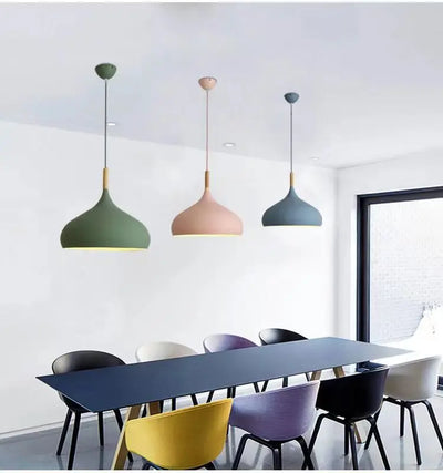 Nordic Colored Chandelier Wooden Pendant Light for Bedroom Living Room