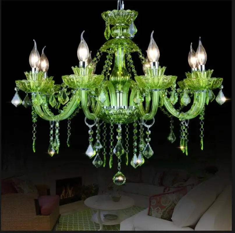 Hot Selling Green K9 Crystal Chandelier - Decorative Lustre De Cristal Chandelier with Touch On/Off Switch