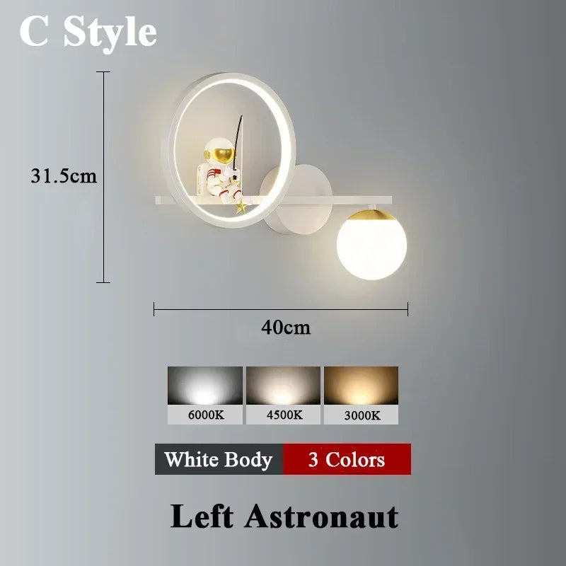 Star Astronaut Projector Wall Light for Children's Living Room Wall Lamp