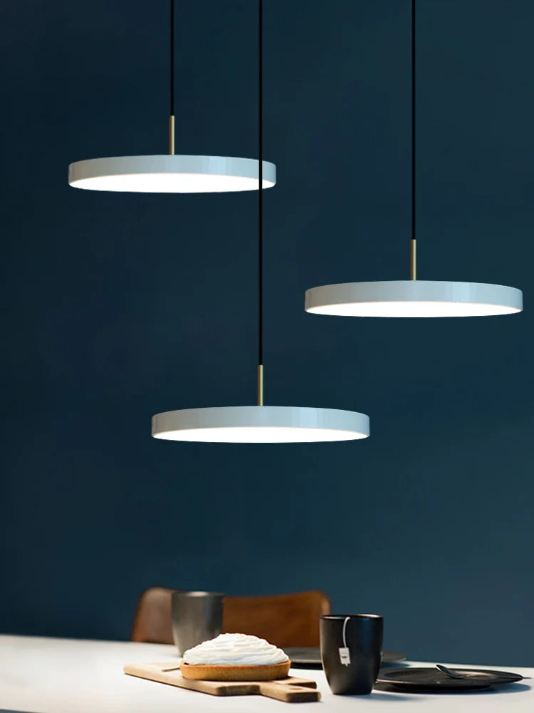 Nordic LED Pendant Light: Disc Hanging Lights Ideal for Bedroom, Aisle, Living Rooms, Kitchen, Study