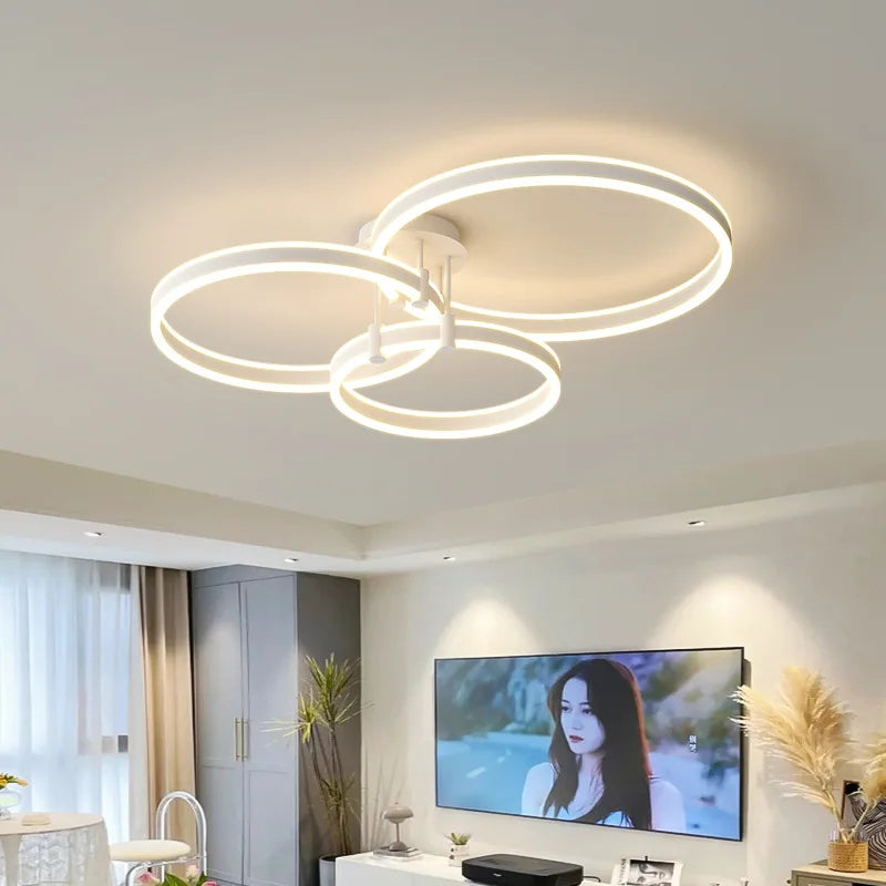 Modern LED Chandelier: Cascading Rings for a Dazzling Display (Multiple Rings & Dimmable)