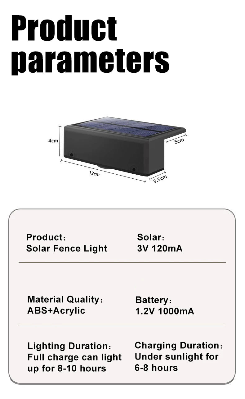 Outdoor Solar Wall Light – Waterproof Fence Lamp