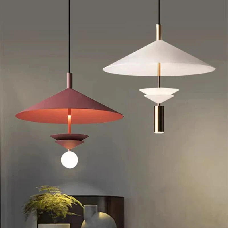 Modern Pendant Light Vibrant Orange and White Metal Fixture For Restaurant and Kitchen