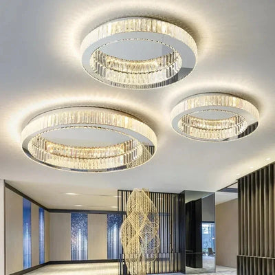 Nordic LED Crystal Circle Ceiling Lamp Chandeliers Lighting for Living Room Bedroom Home Indoor Decor Lampara techo Luminaire