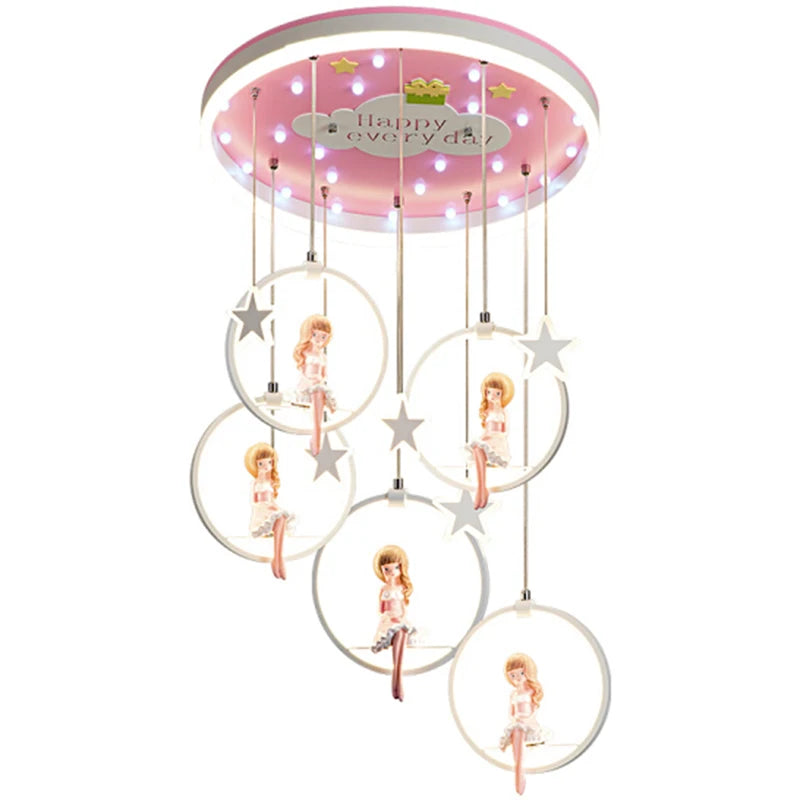 Nordic Girl Bedroom Decor LED Chandelier - Elegant Ceiling Lamps for Living Room and Room Decoration