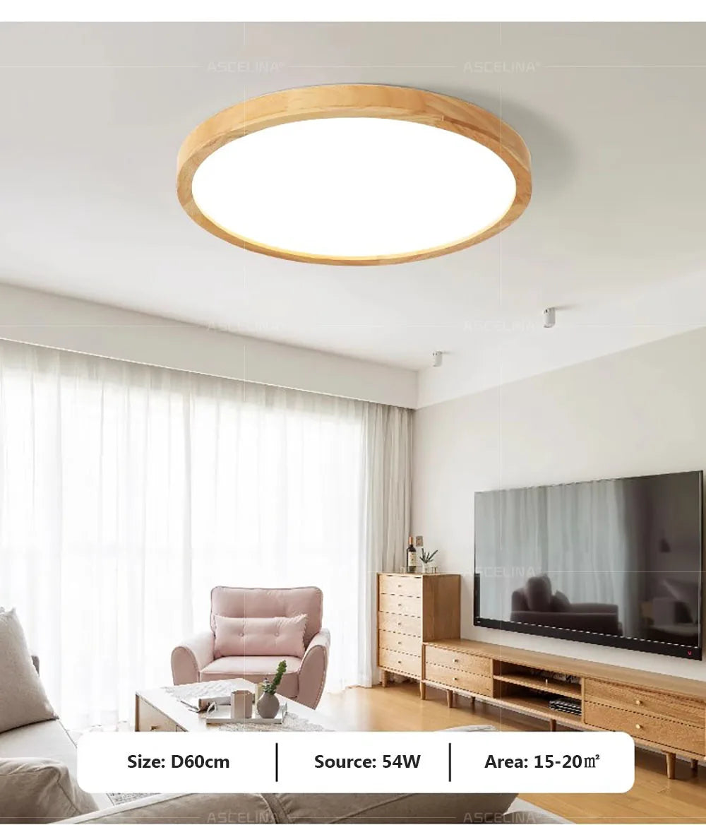 Nordic Ultra-Thin LED Wooden Ceiling Light