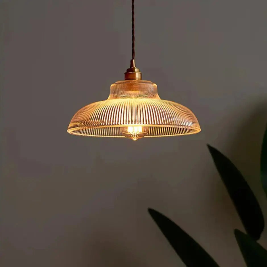 Nordic Glass Pendant Light – Retro Copper Lighting Fixture for Bedroom, Living Room, and Home Decor