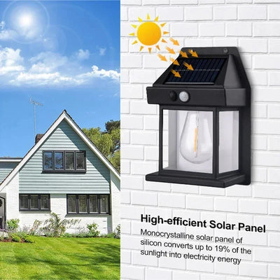 Solar Tungsten Night Lamp with Intelligent Motion Sensor – Waterproof LED Wall Lantern for Outdoor Garden Décor