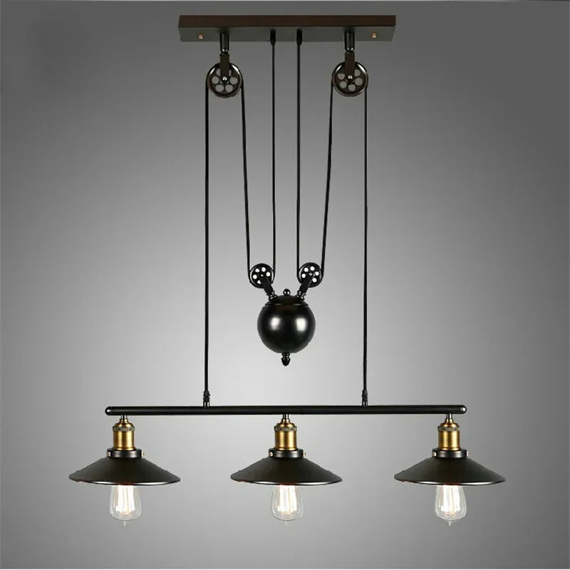 Vintage Industrial Retro Iron Pulley Pendant Light