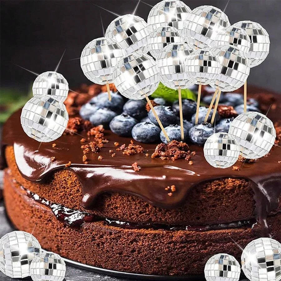 10pcs Mini Mirror Disco Ball Reflective Silver Glass Ornaments for Christmas, Wedding, Birthday, and Party Decoration