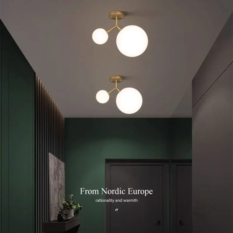 Nordic Glass Ball LED Ceiling Light: Perfect for Aisle, Corridor, Balcony, Hallway, Bedroom, Clockroom