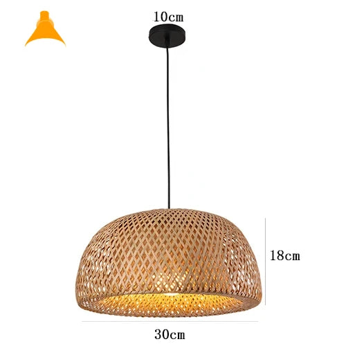 Handcrafted Rattan Bamboo Pendant Light E27 Suspension Light for Dining, Living Room, and Indoor Décor