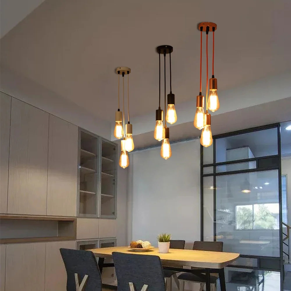 LED Linear Pendant Lights E27 Fixture for Bedroom, Living Room, Restaurant, Bar, Cafe - Perfect Indoor Lighting Fixtures